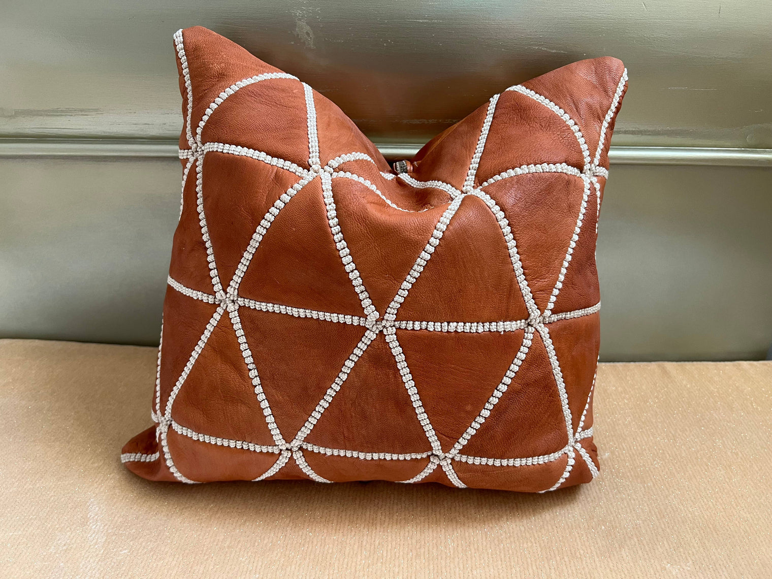 Leather Pillow Cover with Rope Detail