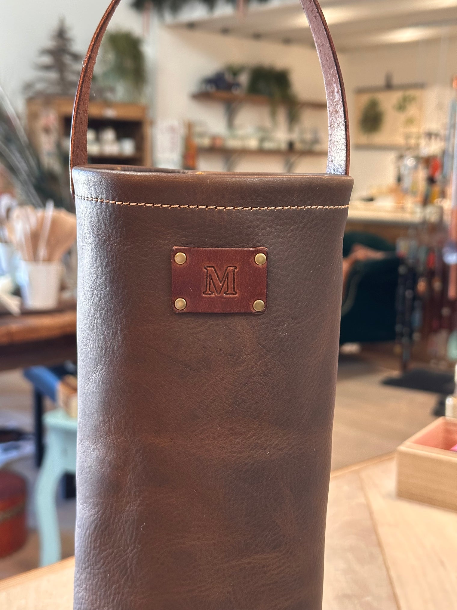 Leather Wine Tote