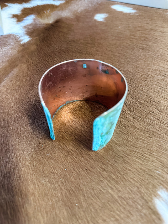 Solid Copper Cuff with Green Patina
