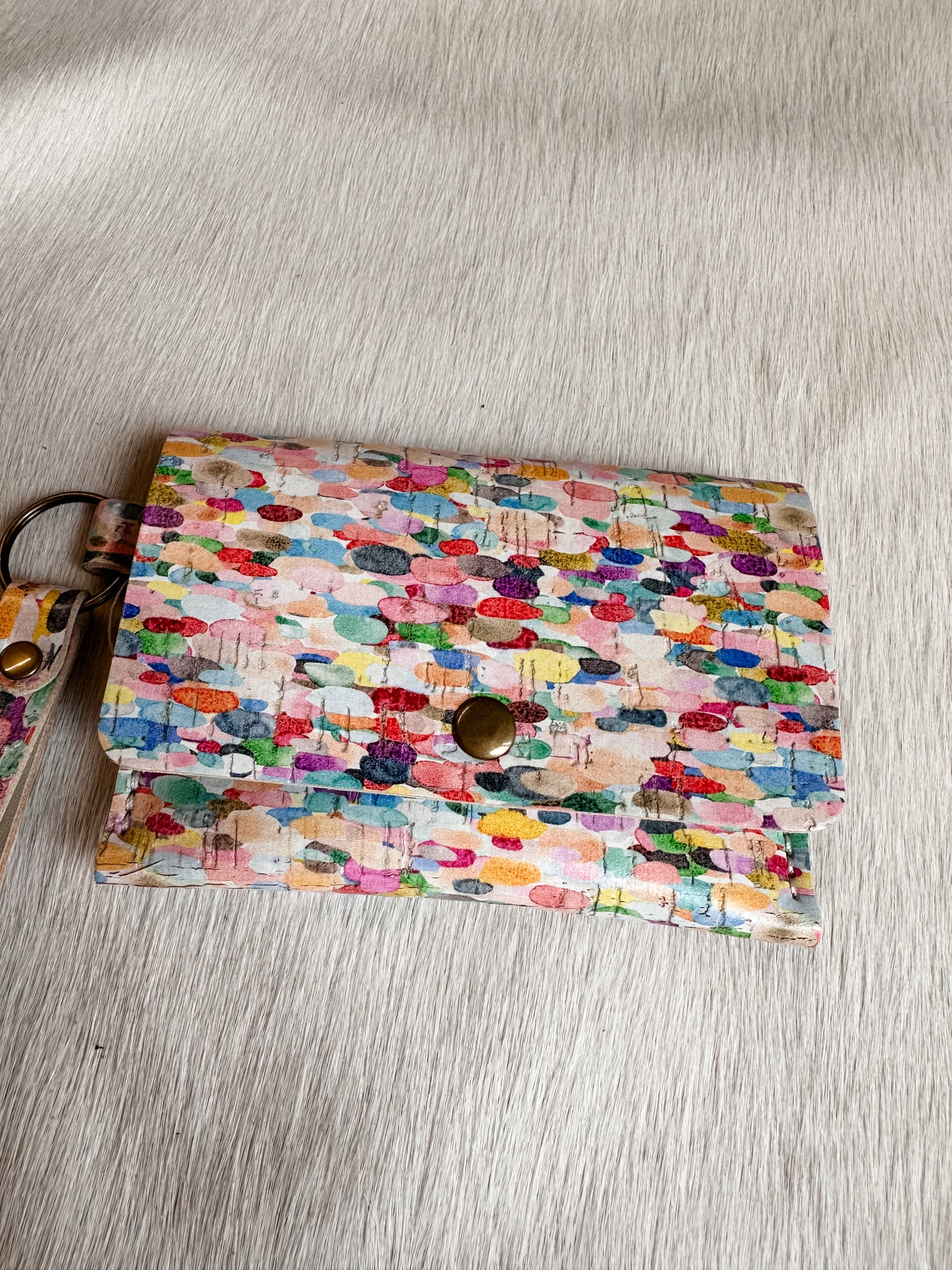 Keychain Card Wallet- Cork & Leather