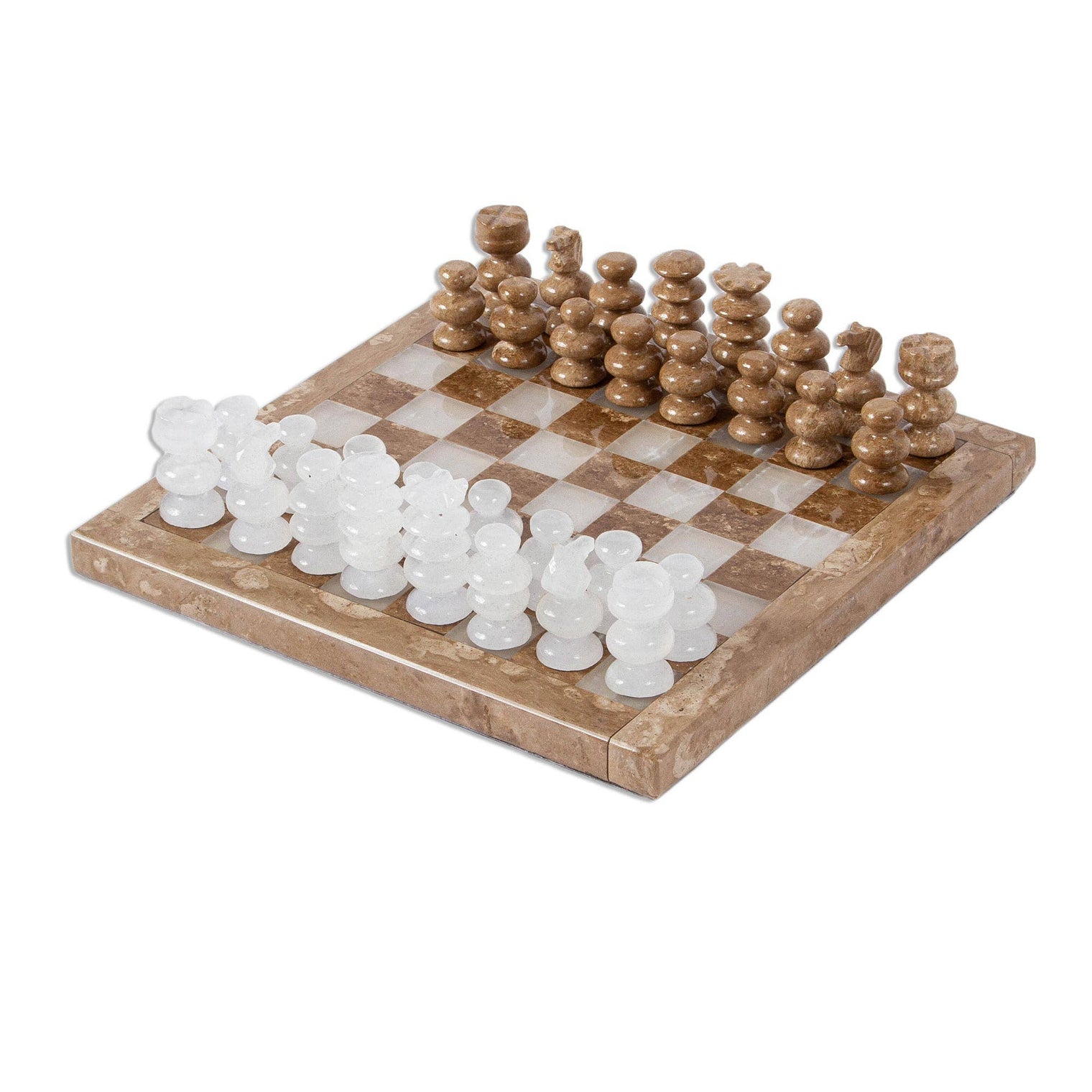 Handmade Onyx and Marble Chess Set (7.5")