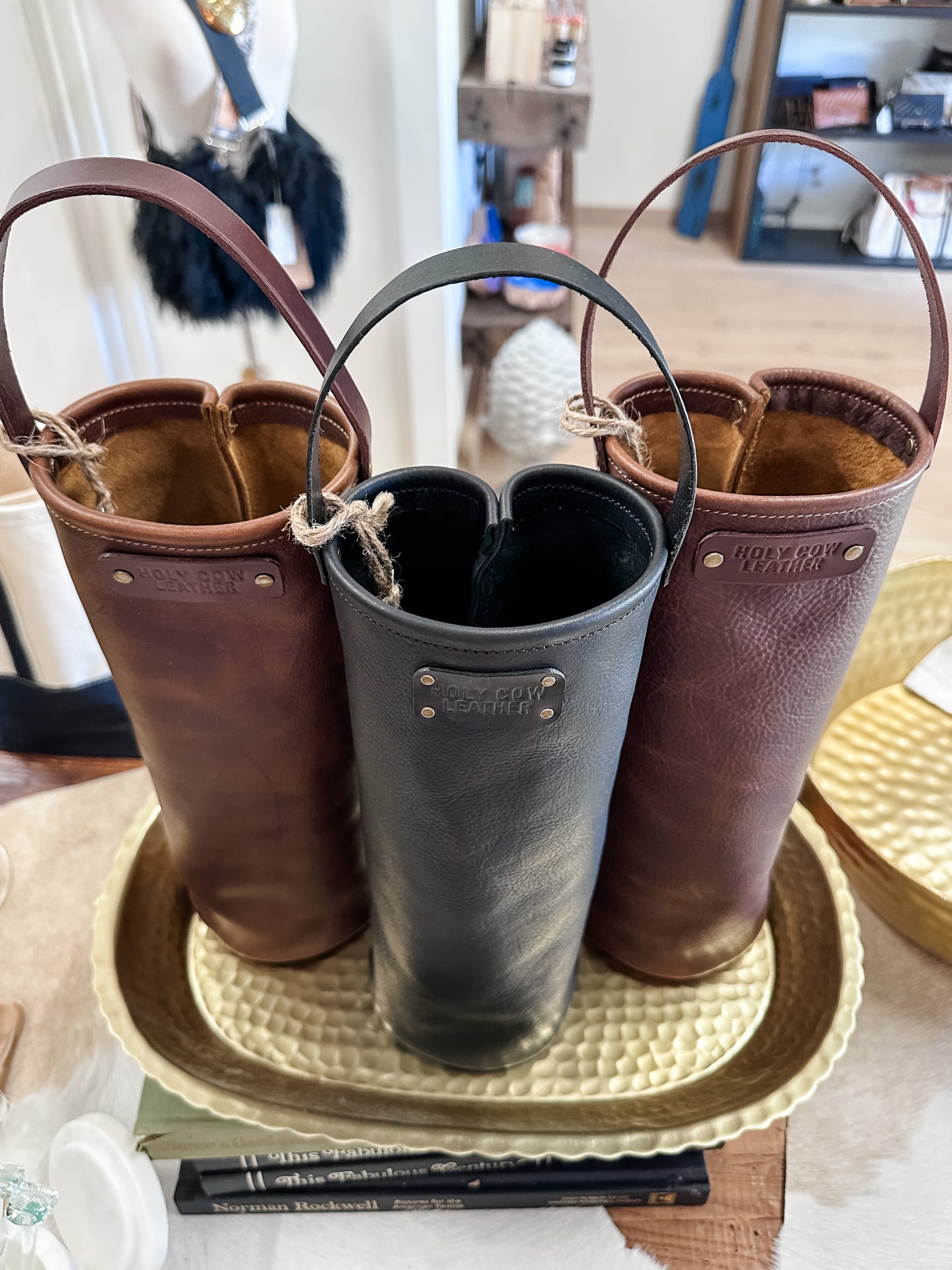 Leather Wine Tote