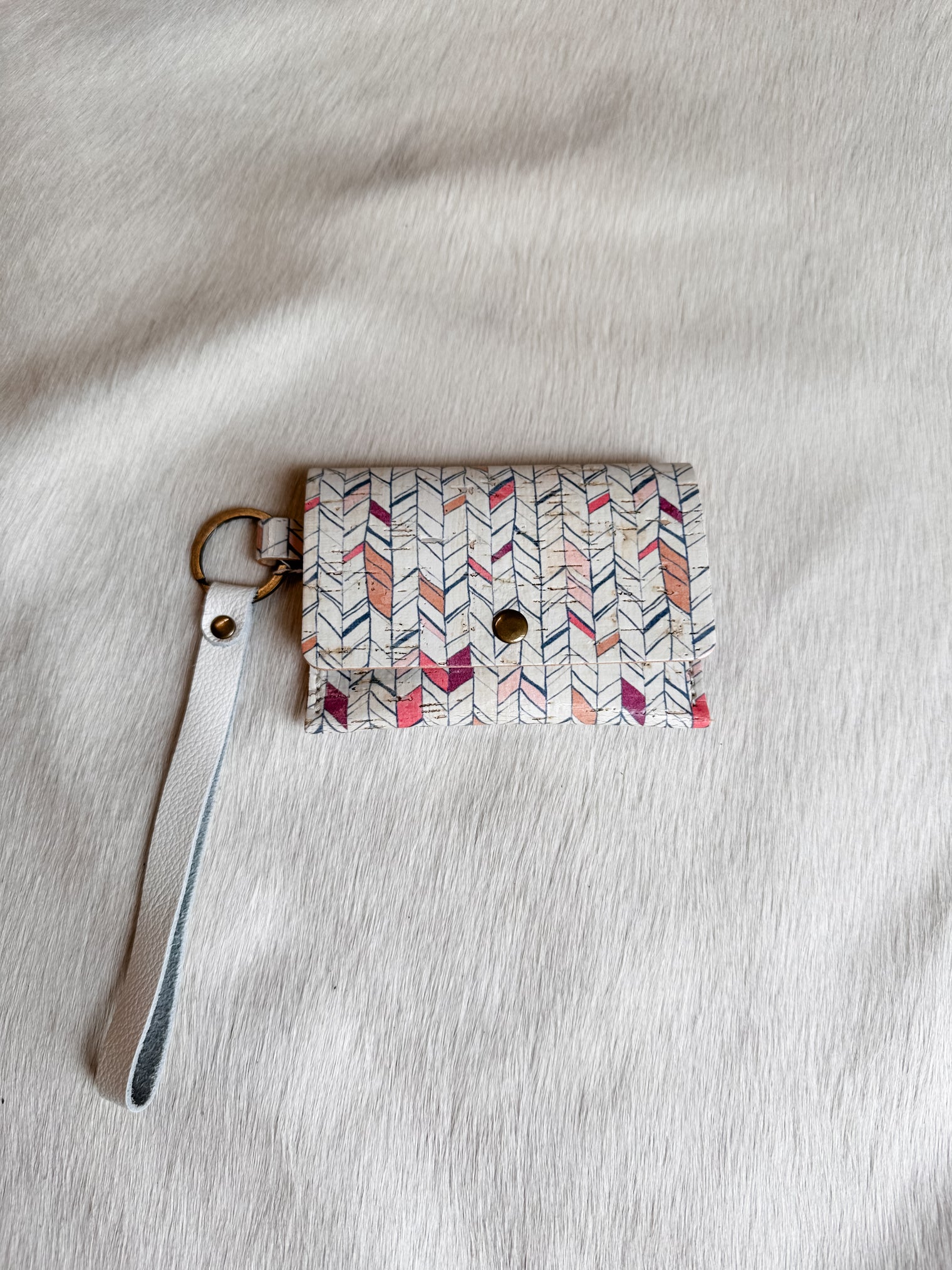 Keychain Card Wallet- Cork & Leather