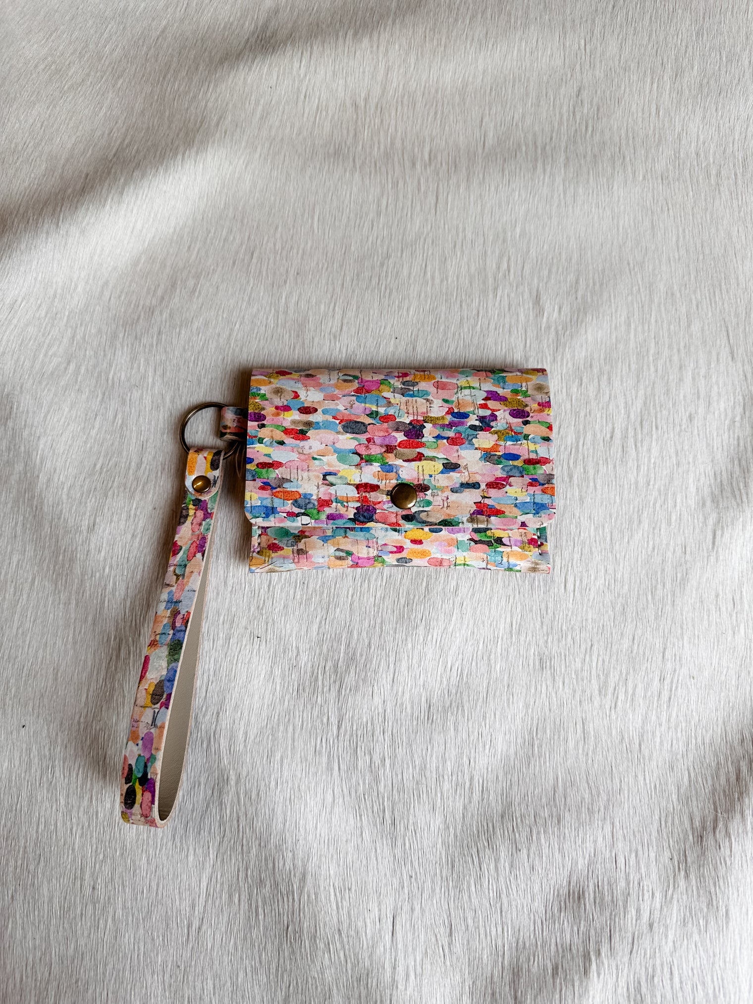 Keychain Card Wallet- Cork & Leather