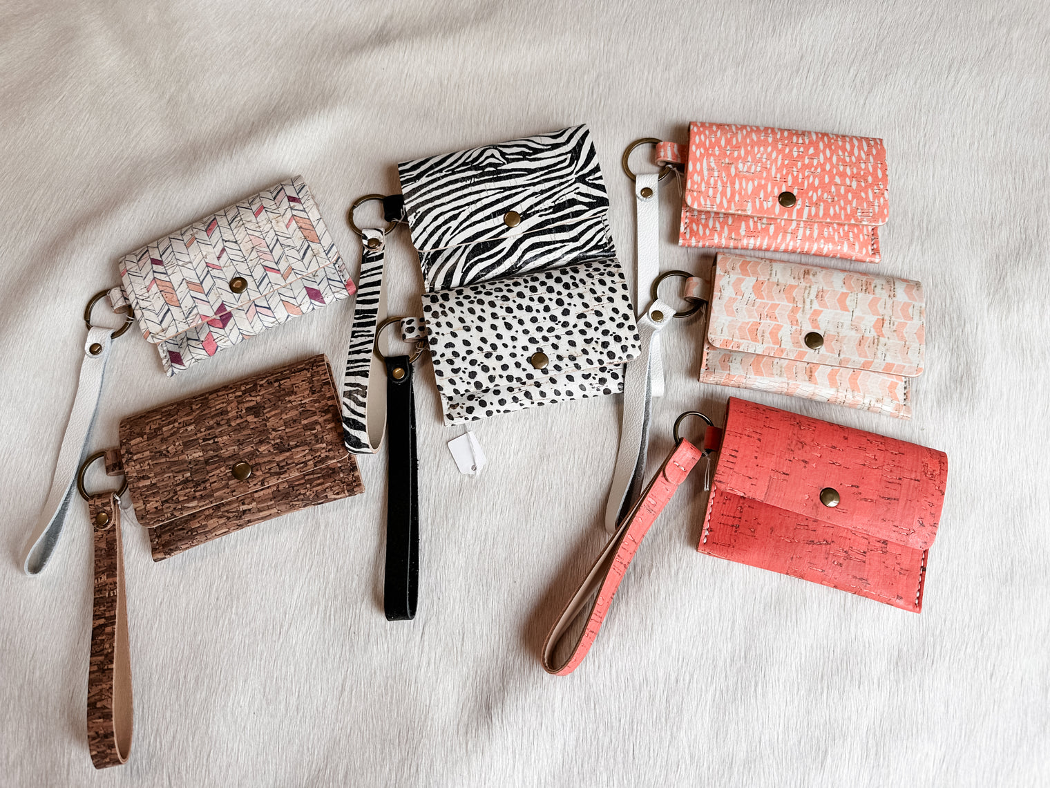 Keychain Card Wallet- Cork & Leather