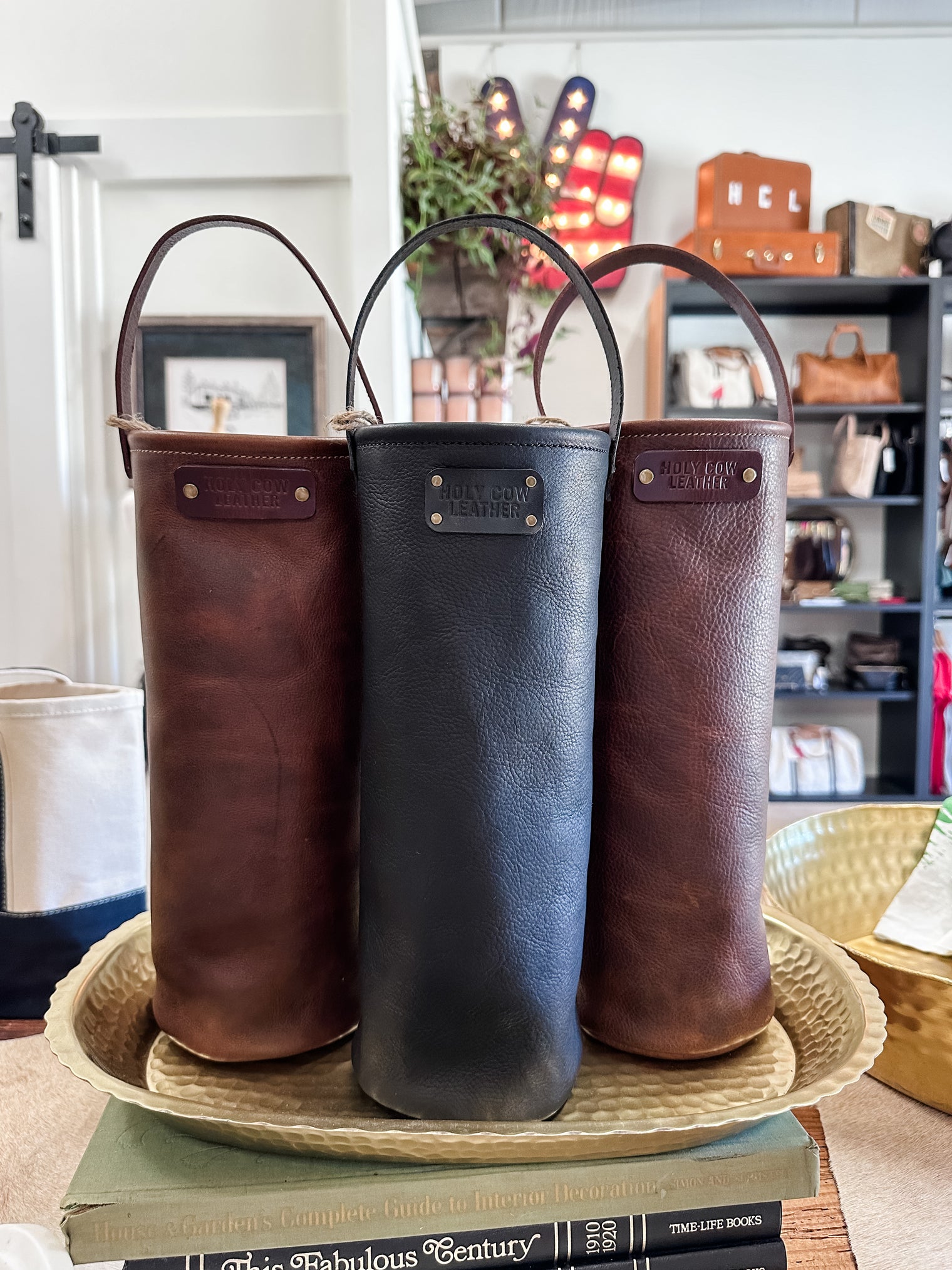 Leather Wine Tote