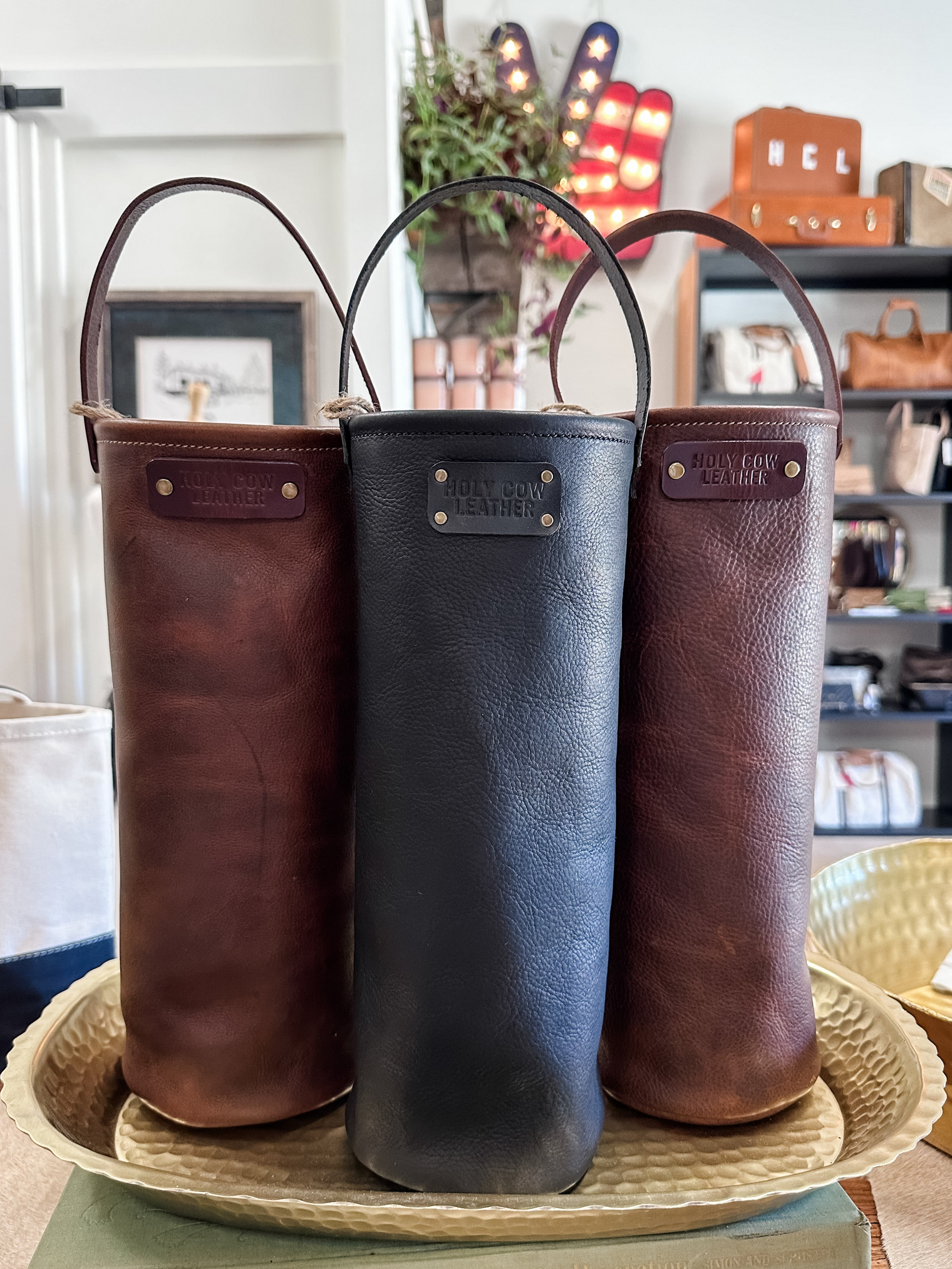 Leather Wine Tote