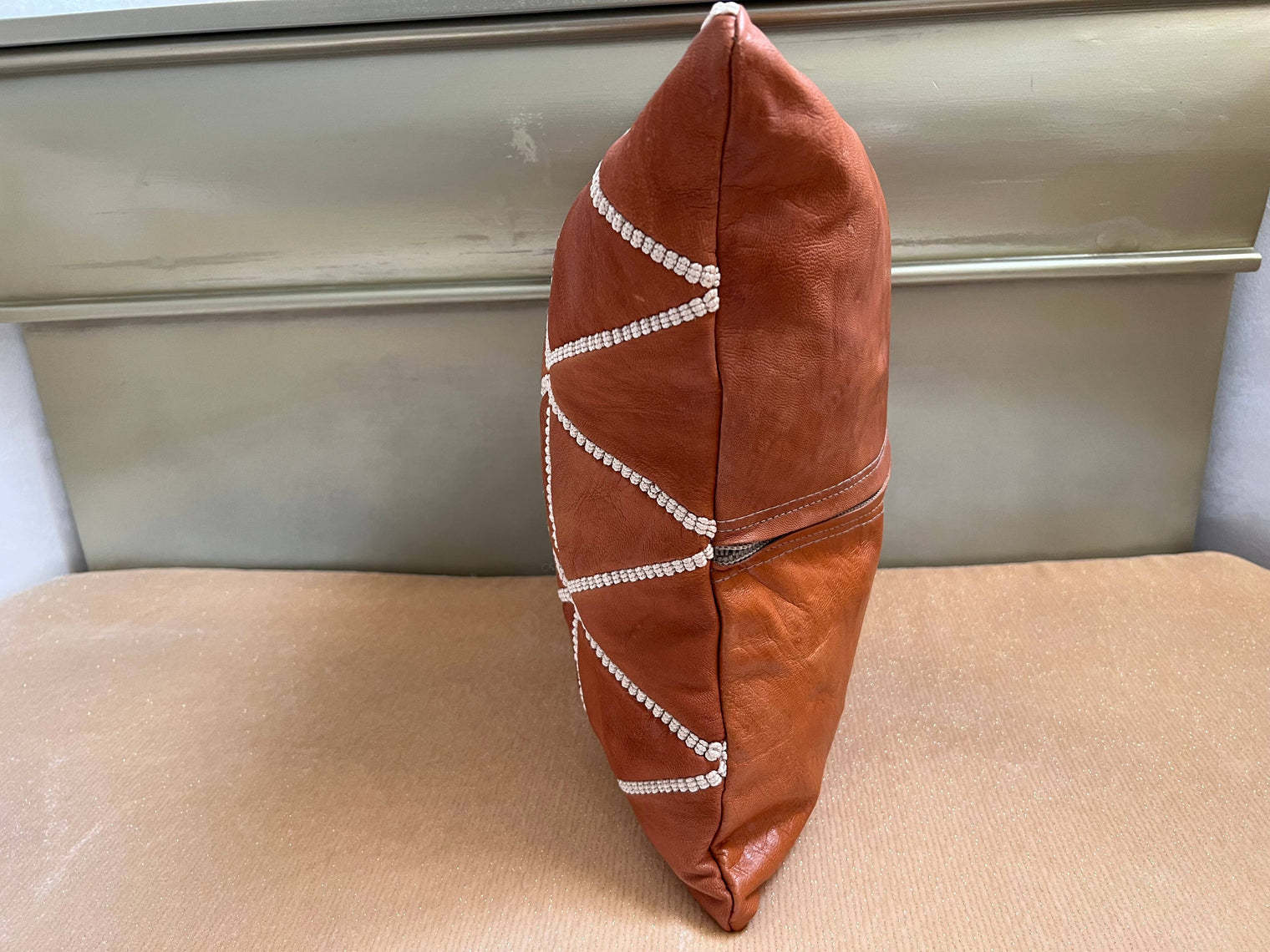 Leather Pillow Cover with Rope Detail