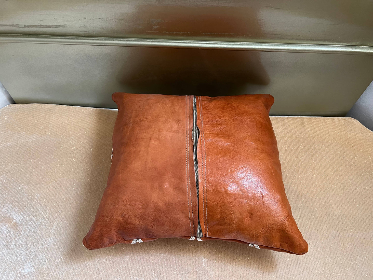 Leather Pillow Cover with Rope Detail