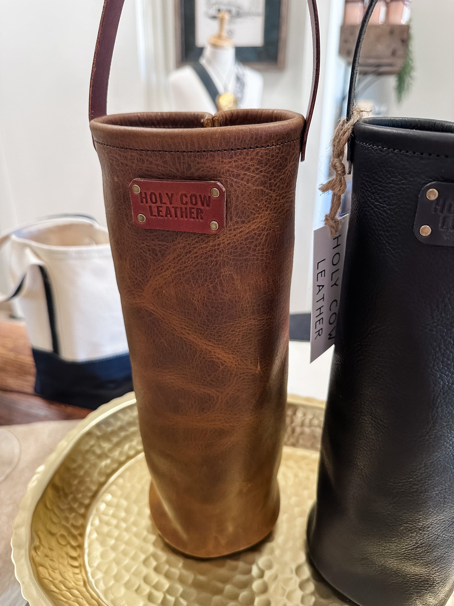 Leather Wine Tote