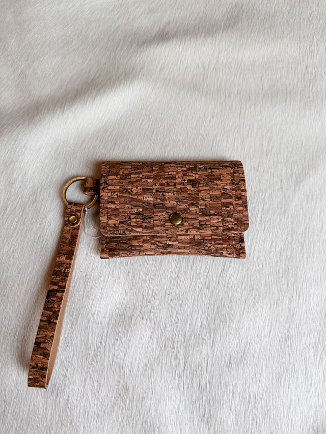 Keychain Card Wallet- Cork & Leather