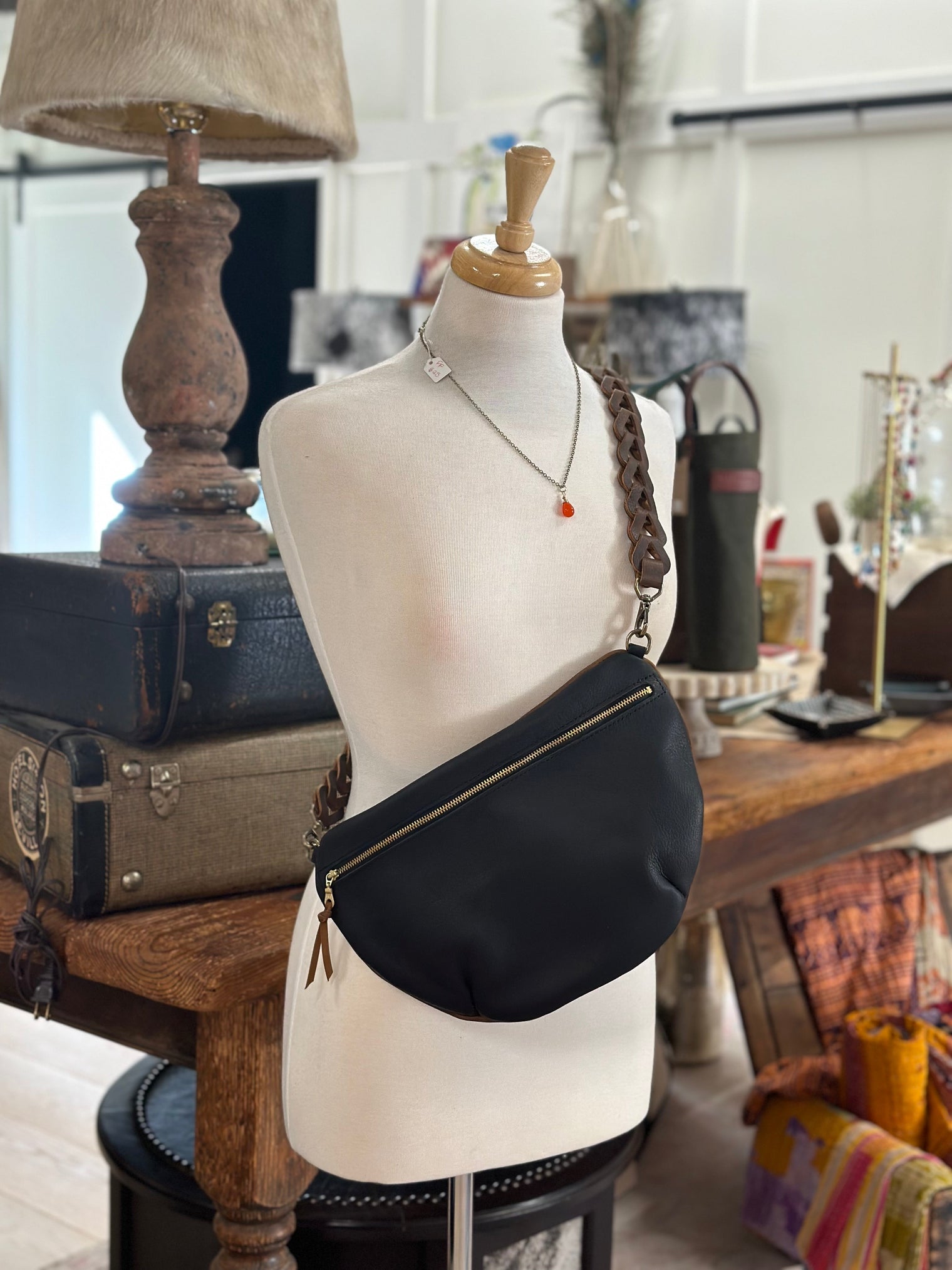 Luna Bum Bag-Black Leather