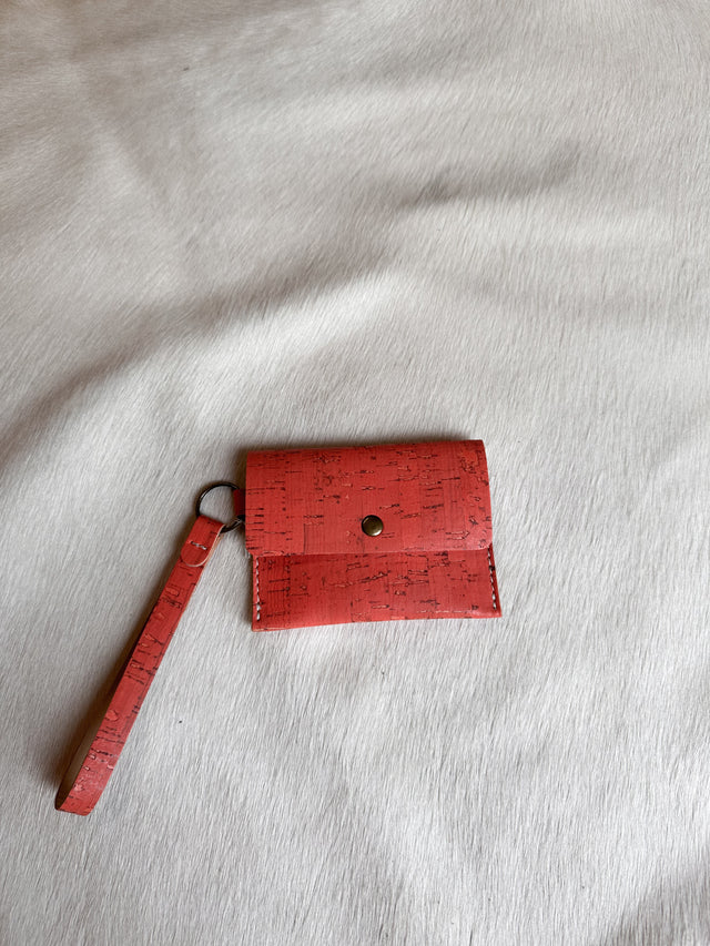 Keychain Card Wallet- Cork & Leather