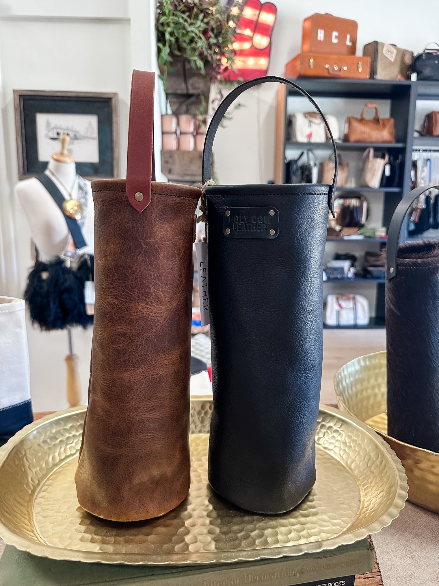 Leather Wine Tote