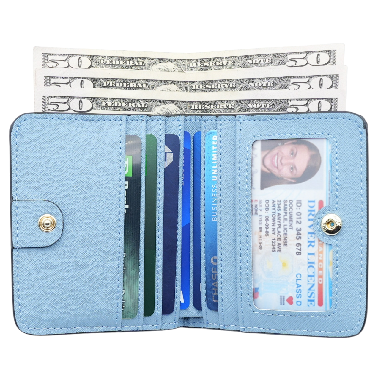 Women's Small Compact Bifold Wallet with Window ID- FINAL SALE