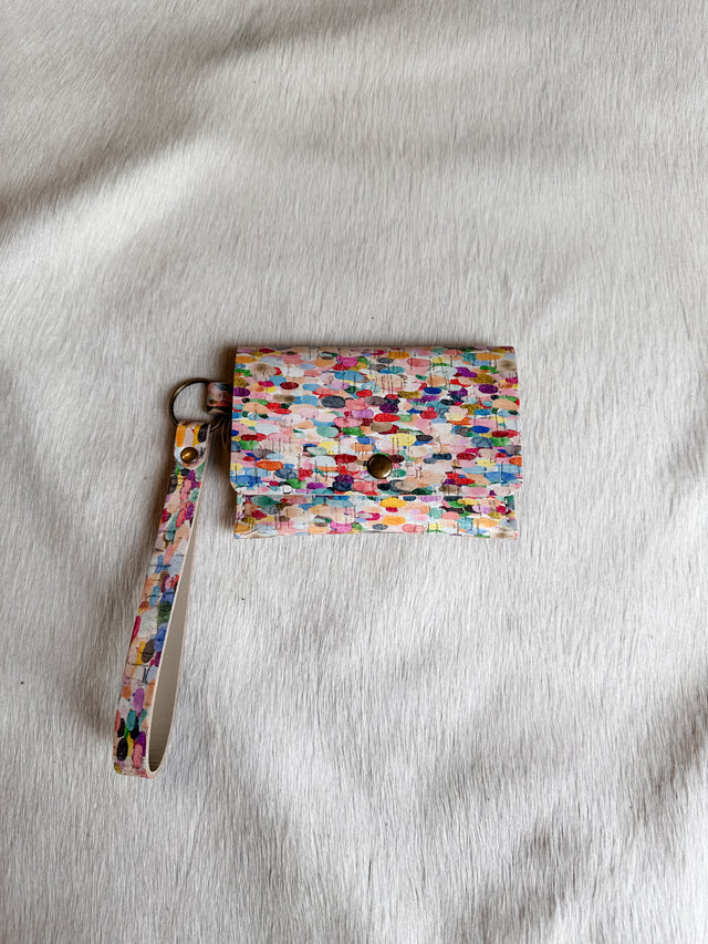 Keychain Card Wallet- Cork & Leather