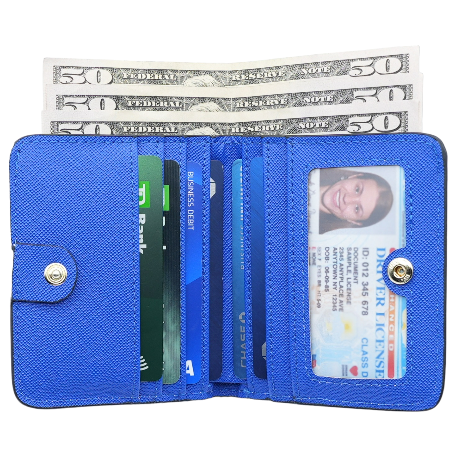 Women's Small Compact Bifold Wallet with Window ID