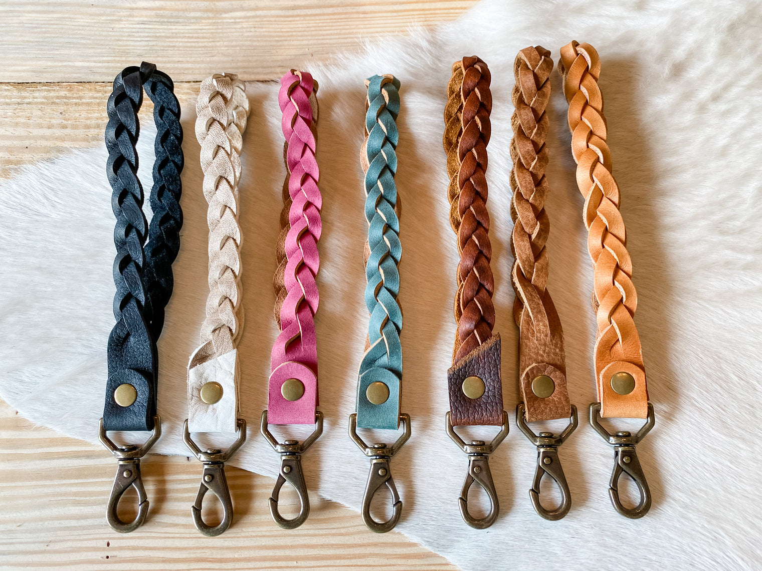 Braided Leather Wristlet Strap/Keychain