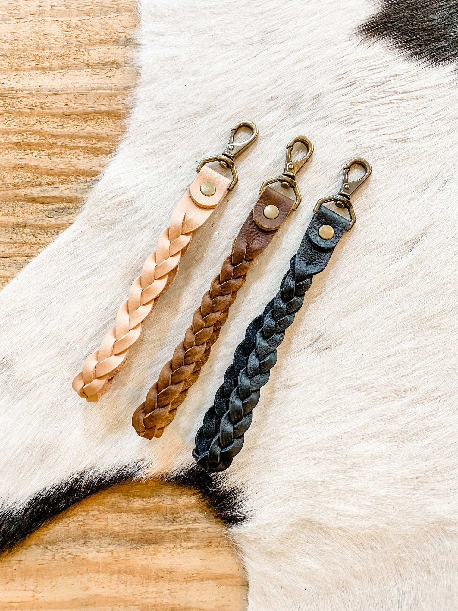 Braided Leather Wristlet Strap/Keychain