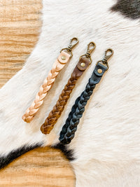 Braided Leather Wristlet Strap/Keychain