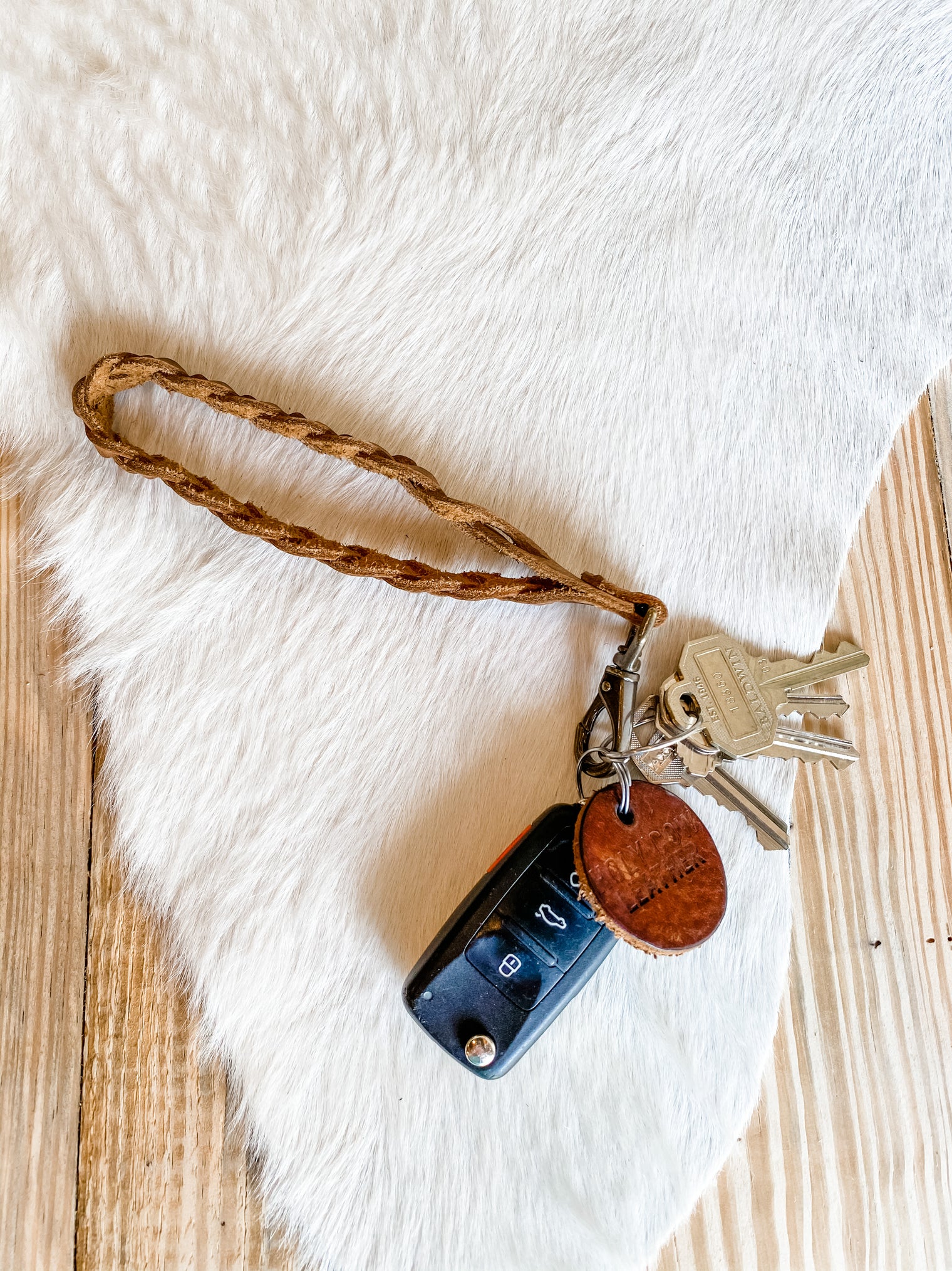 Braided Leather Wristlet Strap/Keychain