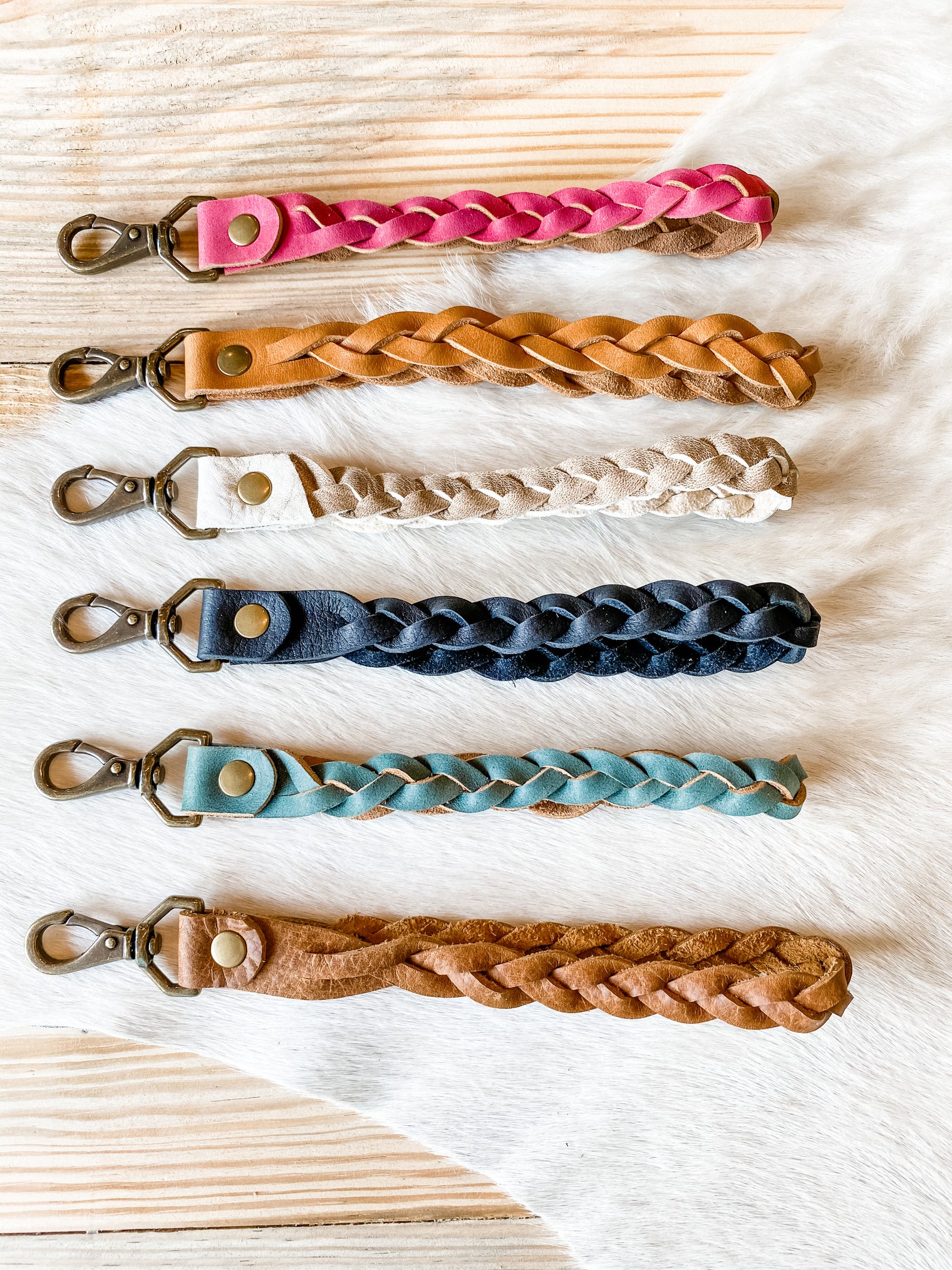 Braided Leather Wristlet Strap/Keychain