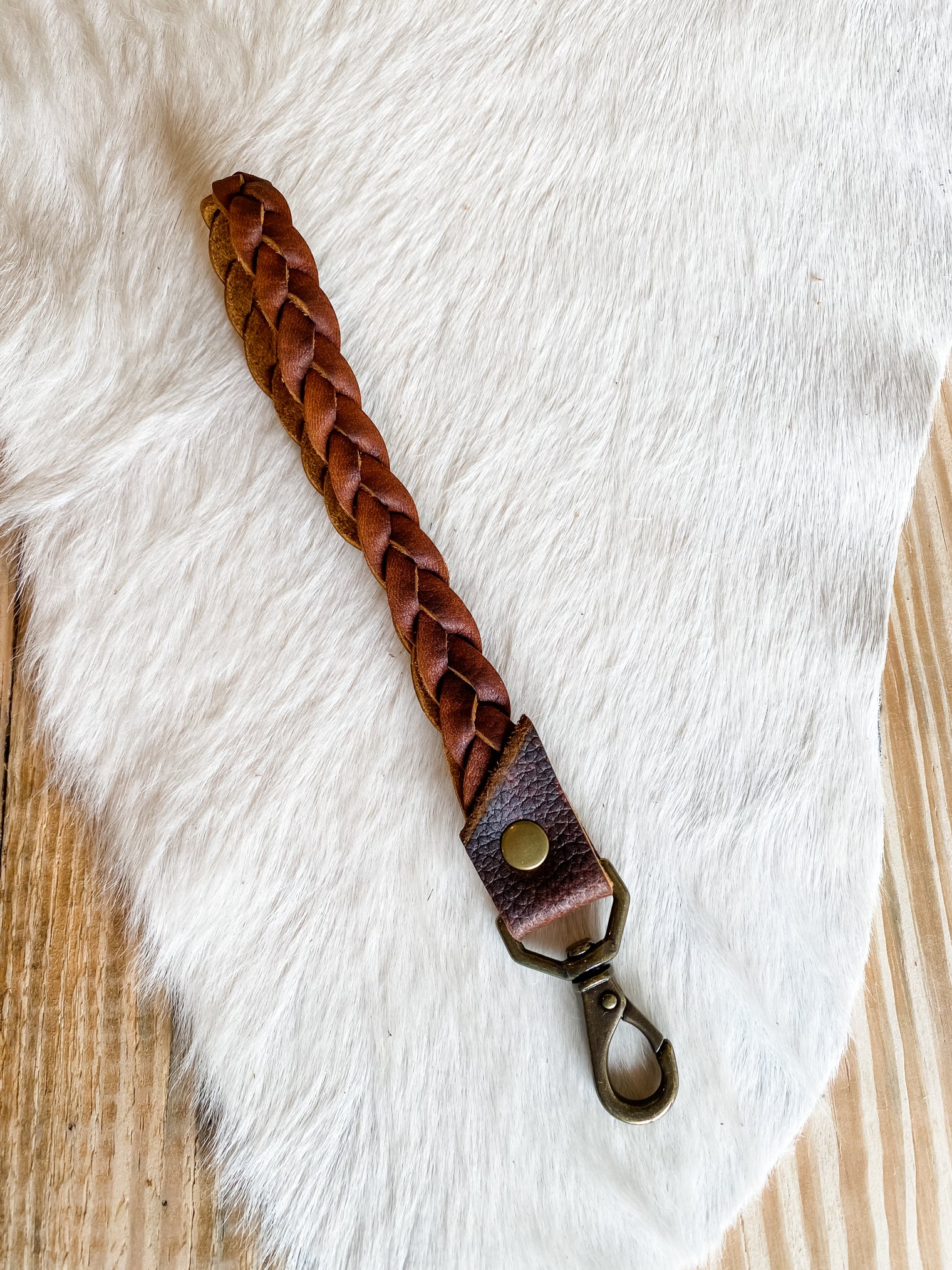 Braided Leather Wristlet Strap/Keychain