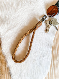 Braided Leather Wristlet Strap/Keychain