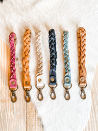 Braided Leather Wristlet Strap/Keychain