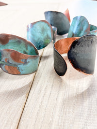 Fannie’s Flames Asymmetrical Copper Patina Cuff